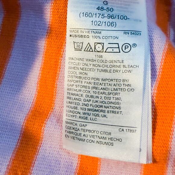 GAP Women's Long-Sleeved Bright Pink/Orange Striped Crewneck Top Size Large - Picture 4 of 8